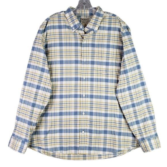 LL Bean Shirt Mens Large L Long Sleeve Heavy Canvas Button Up Collared Plaid - Picture 2 of 11